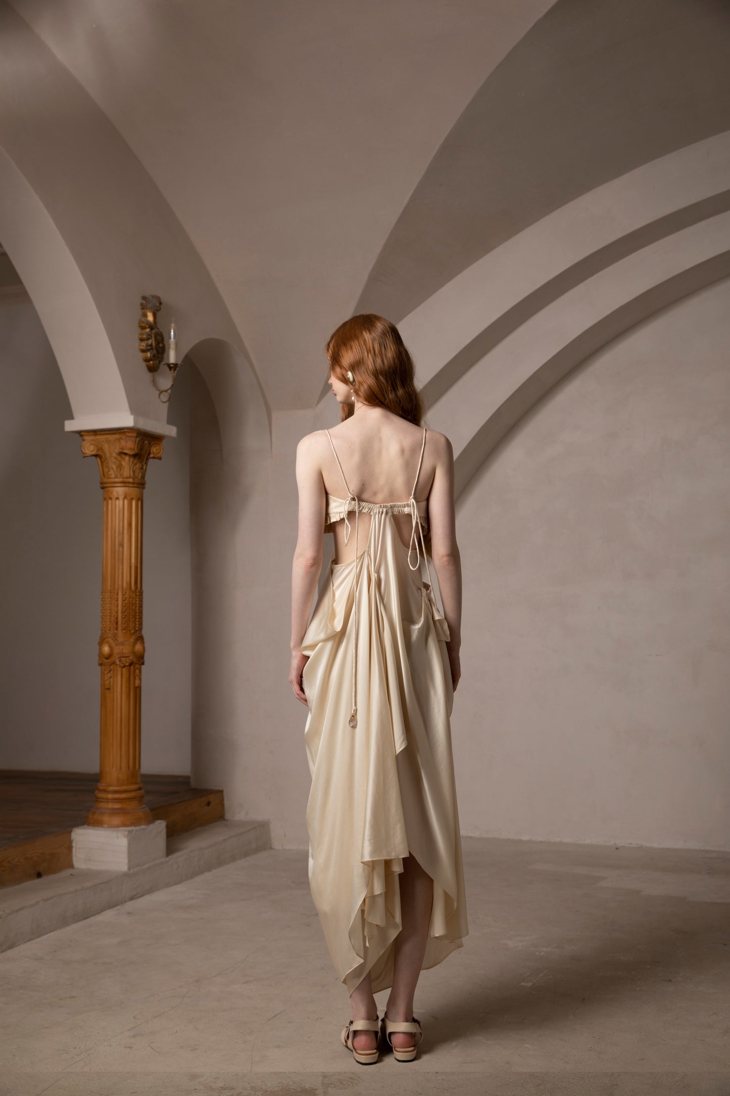 Cream Sculptural Maxi Dress