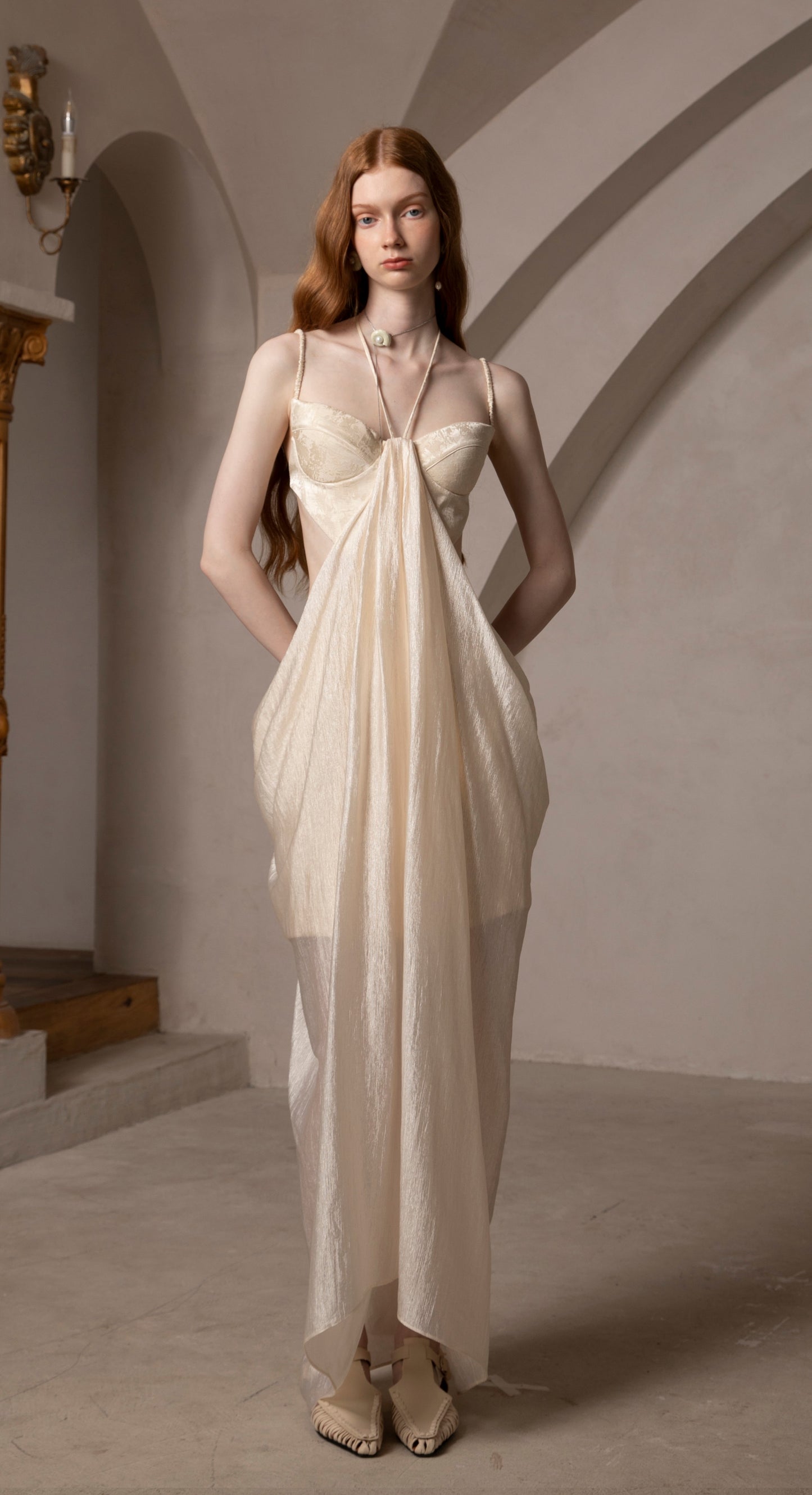 Cream Sheer Maxi Dress