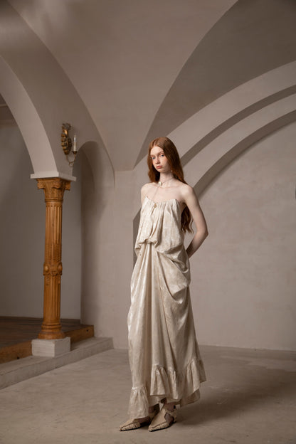 Strapless Sculptural Maxi Dress