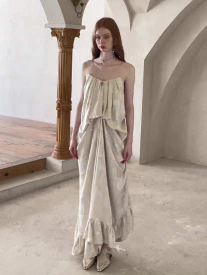 Strapless Sculptural Maxi Dress