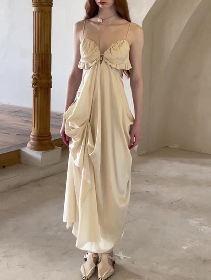 Cream Sculptural Maxi Dress